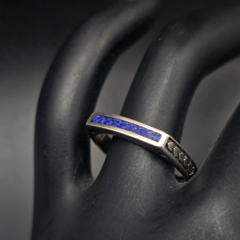 Ava Yetter Sterling Silver Crushed Lapis Ring Square Size 7 Square Stackable 925